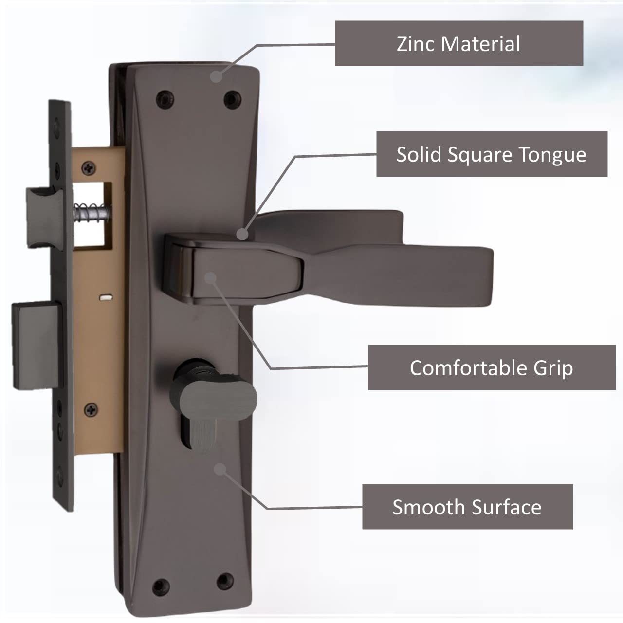 Heavy Duty Zinc Mortise Door Lock, Finish Black (8.5 inch) (O-57)