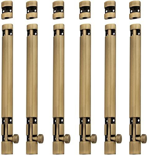 Aluminium Tower Bolt and Steel Rod, Brass Antique Finish, Black, Rose Gold & Silver Satin (Pack of 6) (TB002)