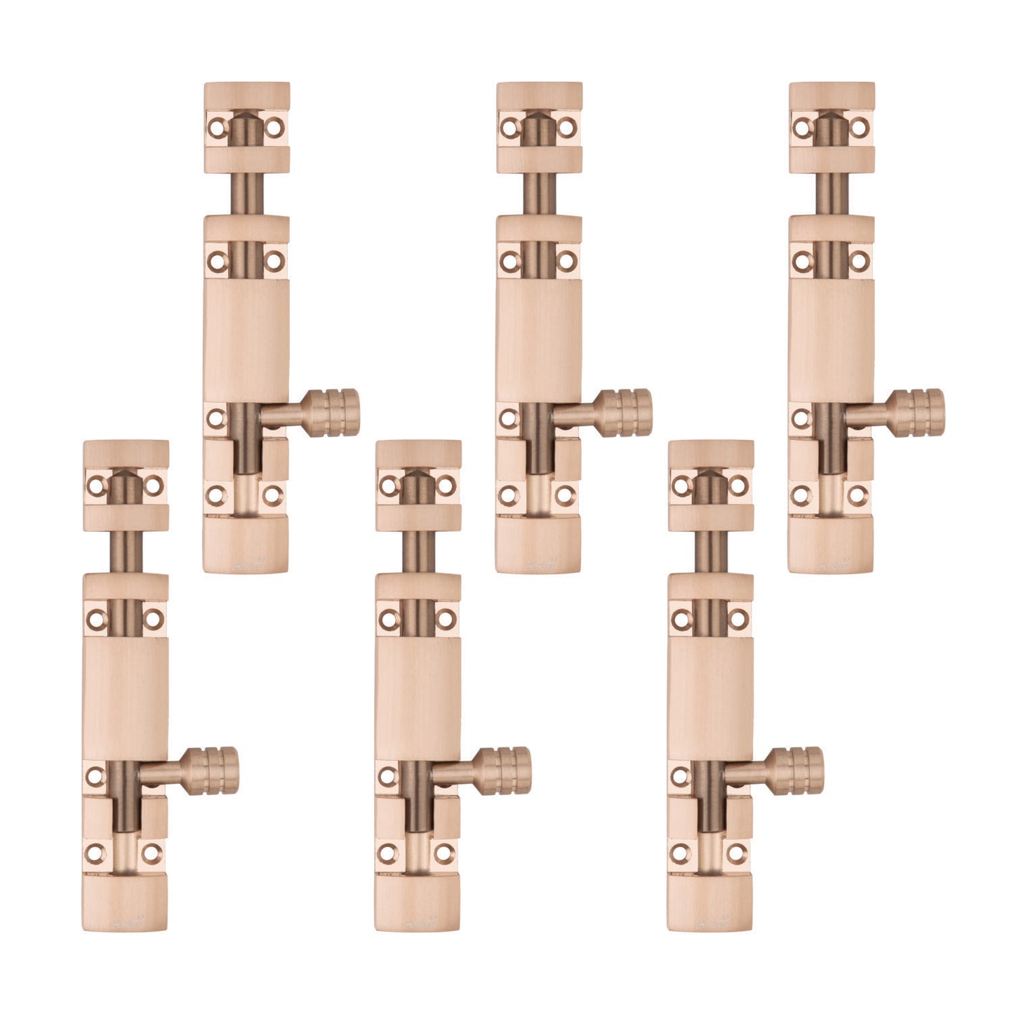 Aluminium Tower Bolt and Steel Rod, Brass Antique Finish, Black, Rose Gold & Silver Satin (Pack of 6) (TB002)