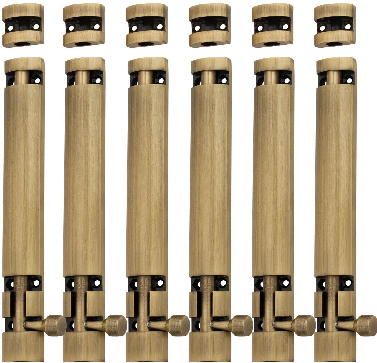 Aluminium Tower Bolt and Steel Rod, Brass Antique Finish, Black, Rose Gold & Silver Satin (Pack of 6) (TB002)