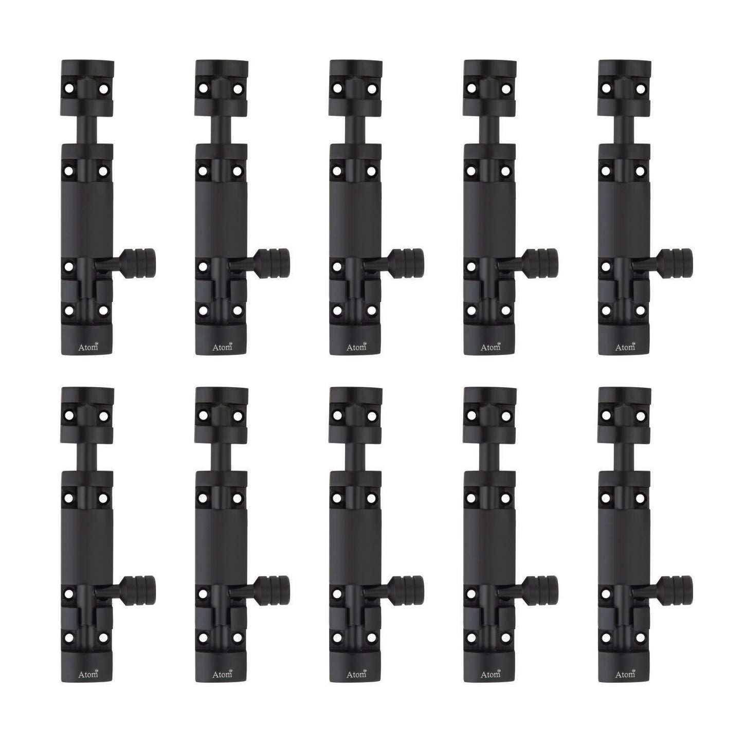 Aluminium Tower Bolt and Steel Rod, Brass Antique Finish, Black, Rose Gold & Silver Satin (Pack of 6) (TB002)