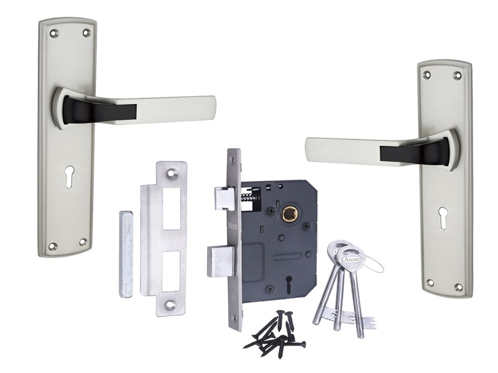 Atom 8.5 inch Heavy Duty Zinc Mortise Door Lock for Bedroom, Living Room, Main Door, Finish Satin Black | Lockset for House Hotel Office O-42