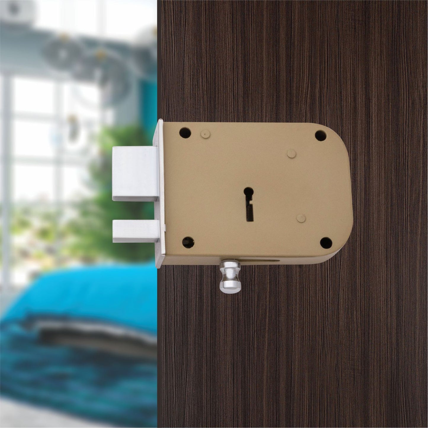 Brass & Iron material Door lock, Silver Satin Finish, 2 Keys (WDL-4)