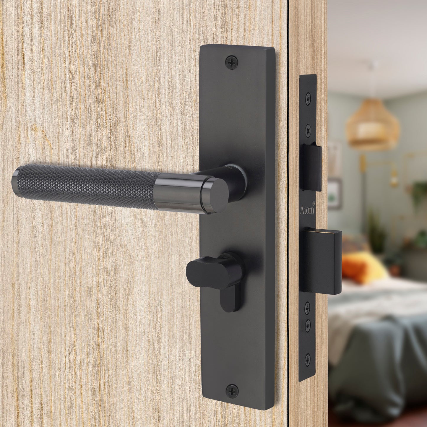 Heavy Duty Brass Mortise Door Lock, Black Finish (8 inch) (AKIRA)