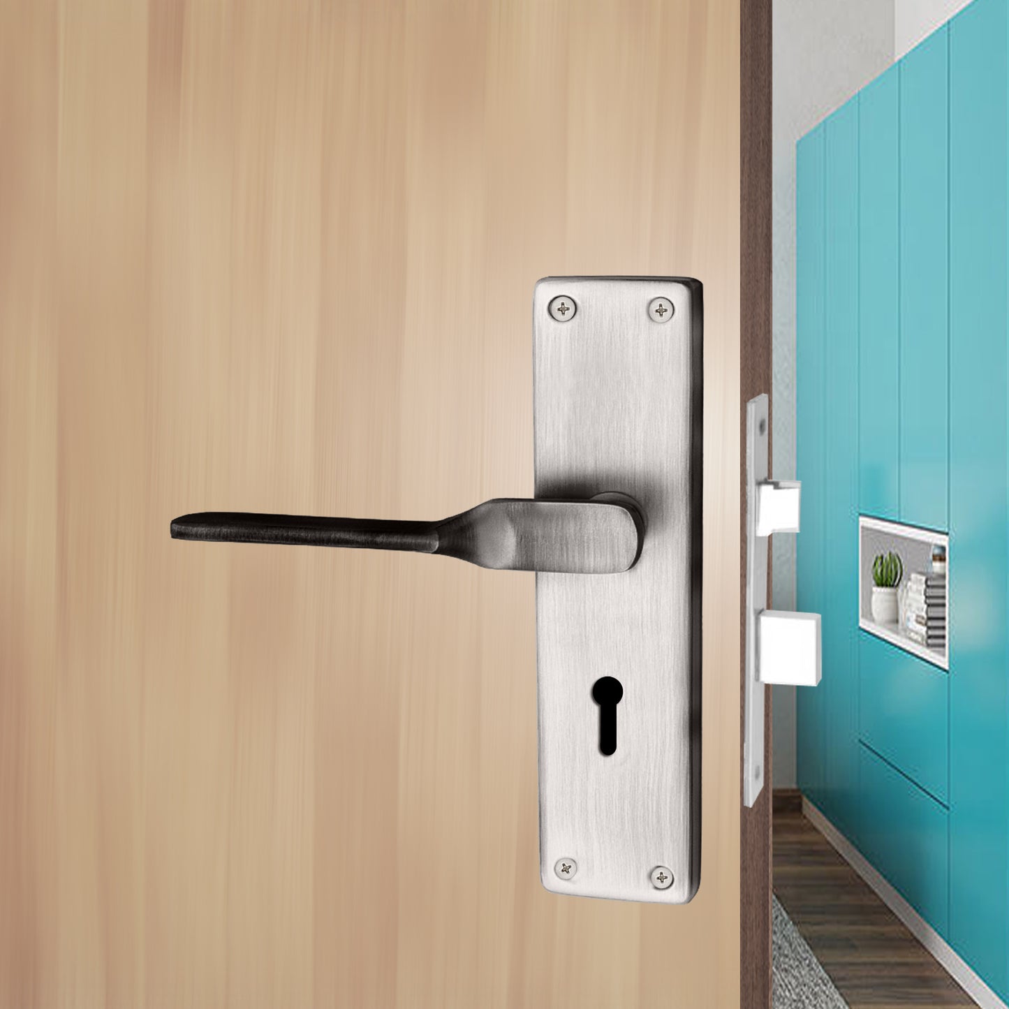 Iron Mortise Door Handle Set with Lock Body, Finish Brass antique & CPSS (3 Keys) (6 Lever Double Stage Lockset) (8 Inch) (WIH-52-KY)