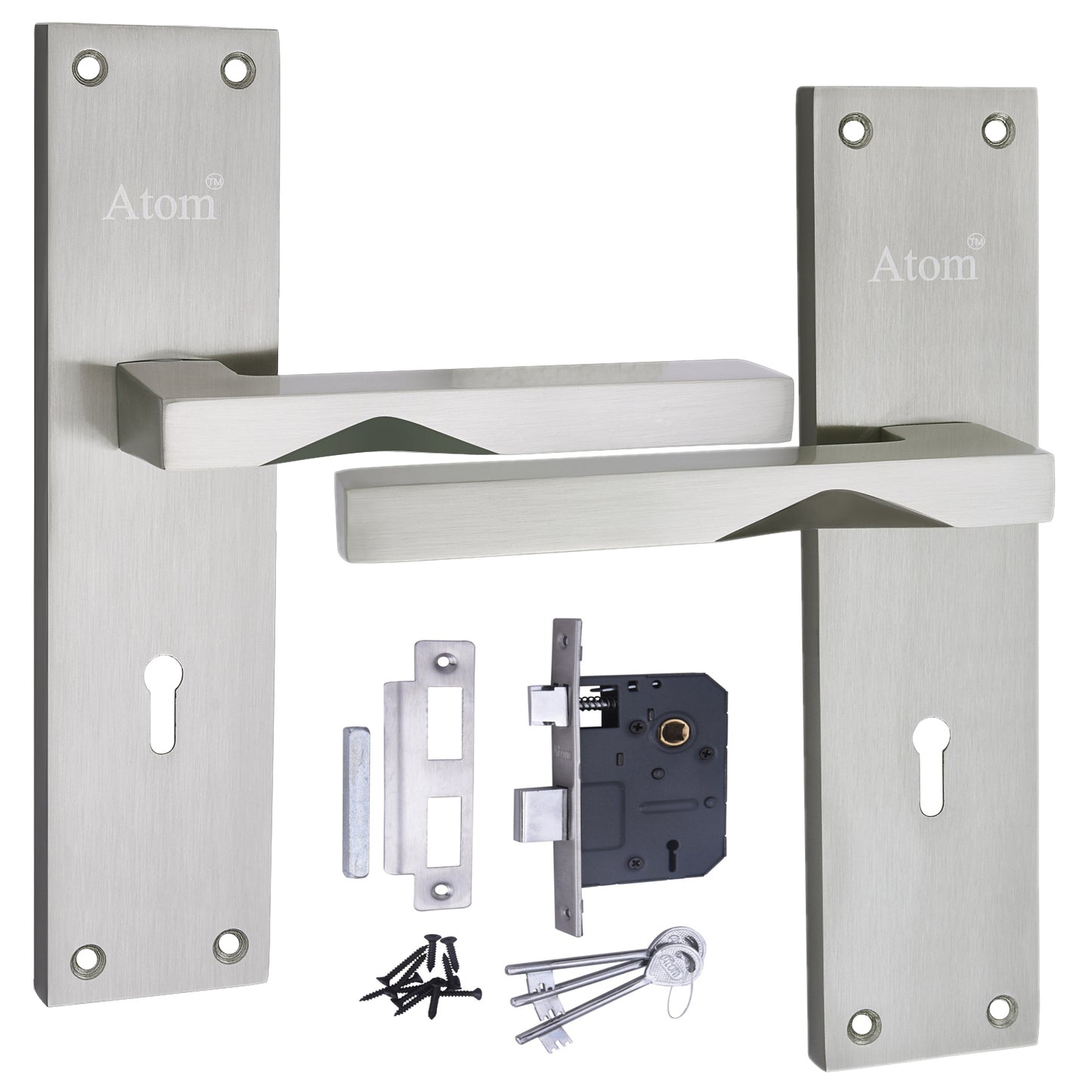 Iron Mortise Door Handle Set with Lock Body, Finish Brass antique & CPSS (3 Keys) (6 Lever Double Stage Lockset) (8 Inch) (WIH-53-KY)