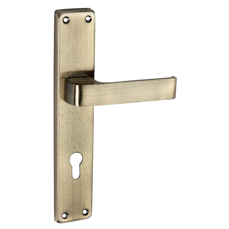 Iron Mortise Door Handle Set with Lock Body, Finish Brass Antique & CP Satin, (3 Keys) (10 Inch) (903-CY-OSK)