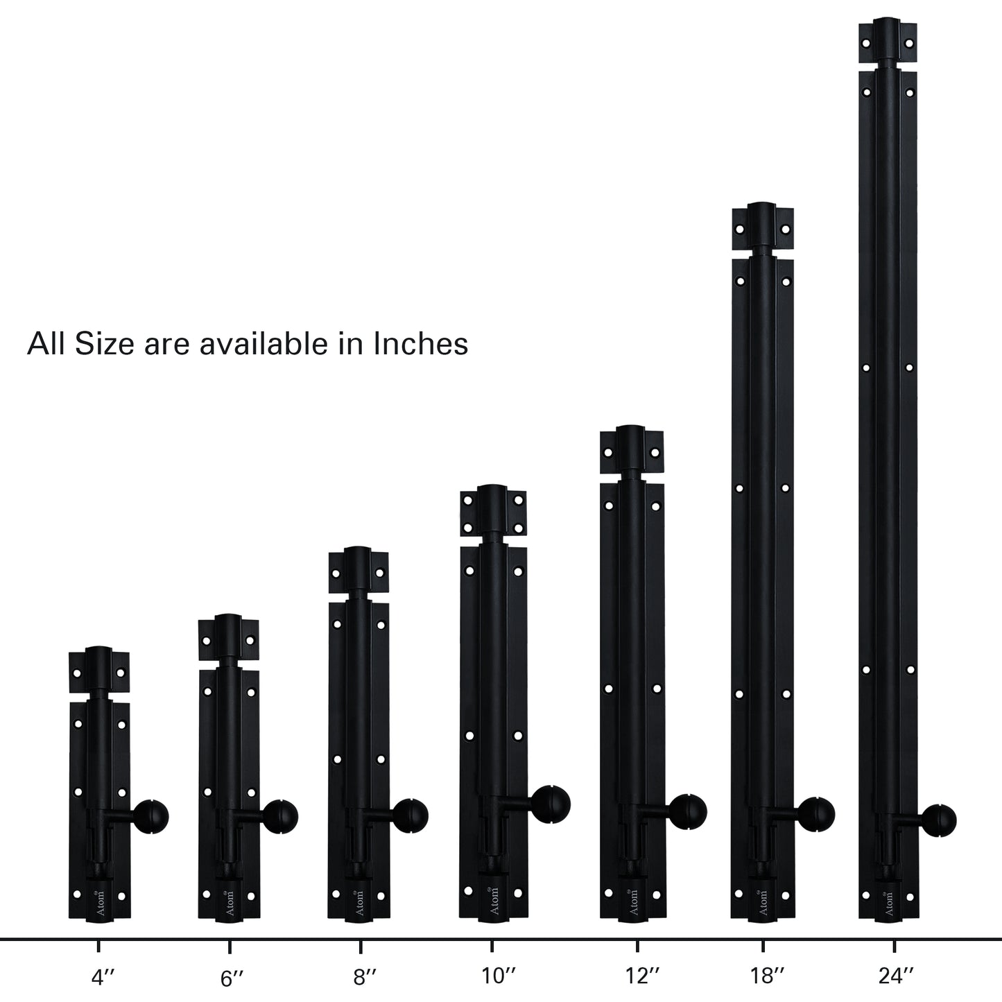 Aluminium Tower Bolt, Black Matt Finish (TB001)