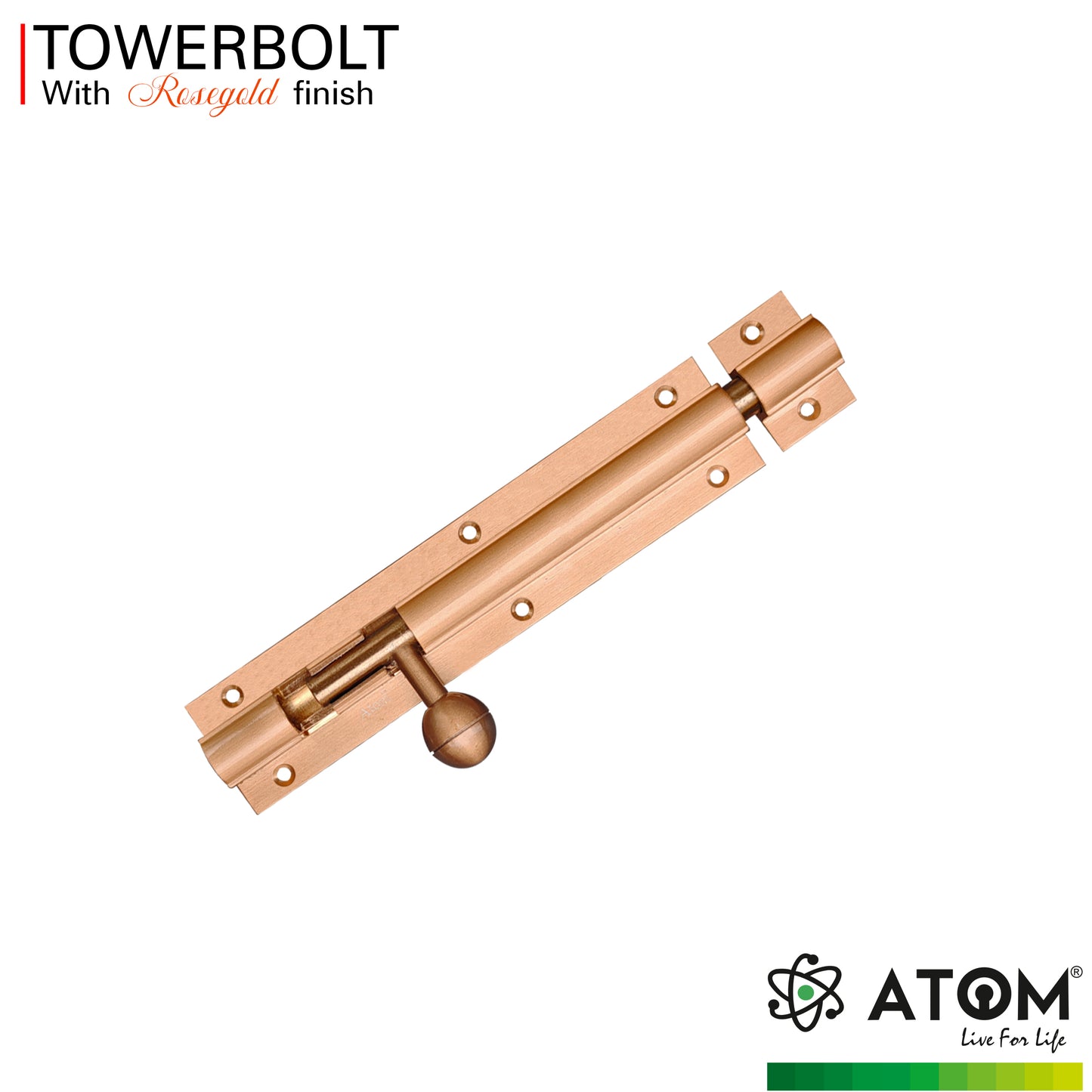 Aluminium Tower Bolt, Rose Gold Matt Finish (TB001)