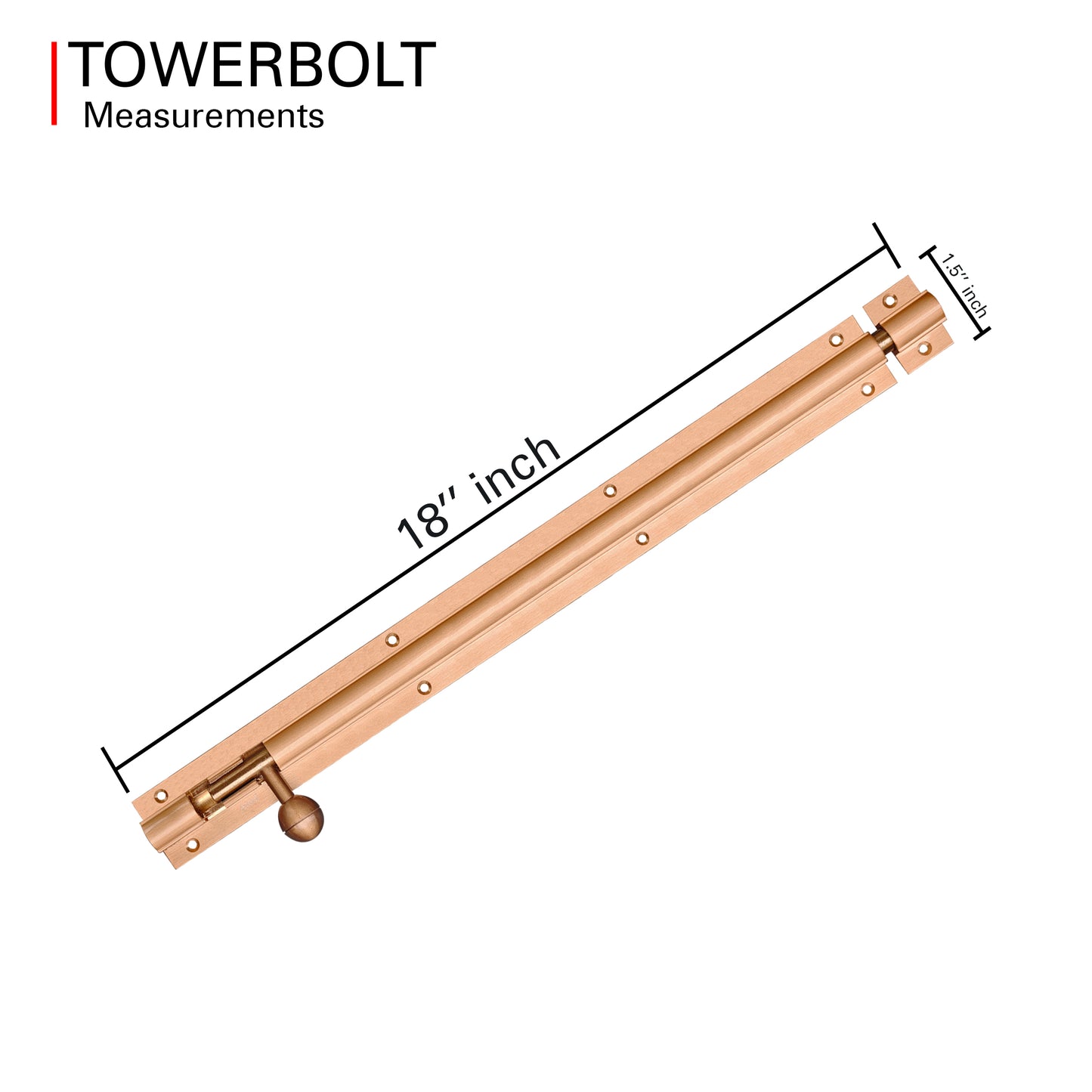 Aluminium Tower Bolt, Rose Gold Matt Finish (TB001)