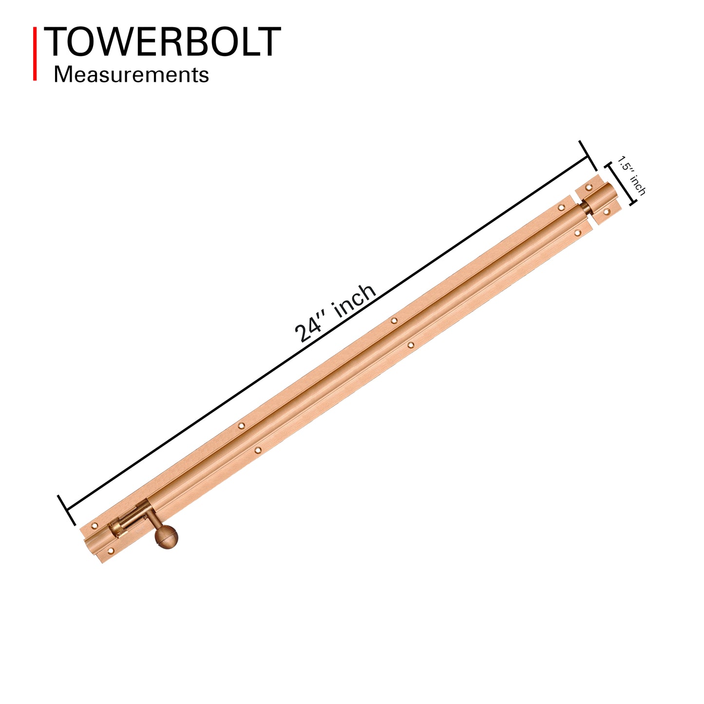 Aluminium Tower Bolt, Rose Gold Matt Finish (TB001)