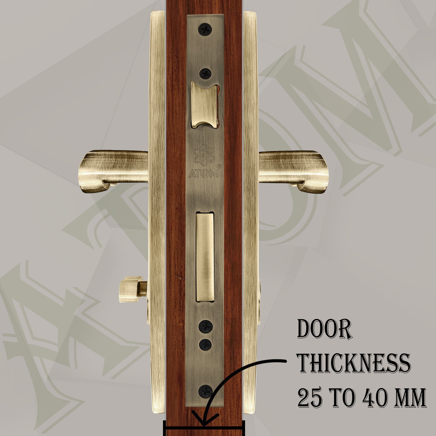 Heavy Duty Mortise Door Lock with One Sided Key for Bedroom, Brass Antique Finish (3 Keys) (MAYURCYOSK70)