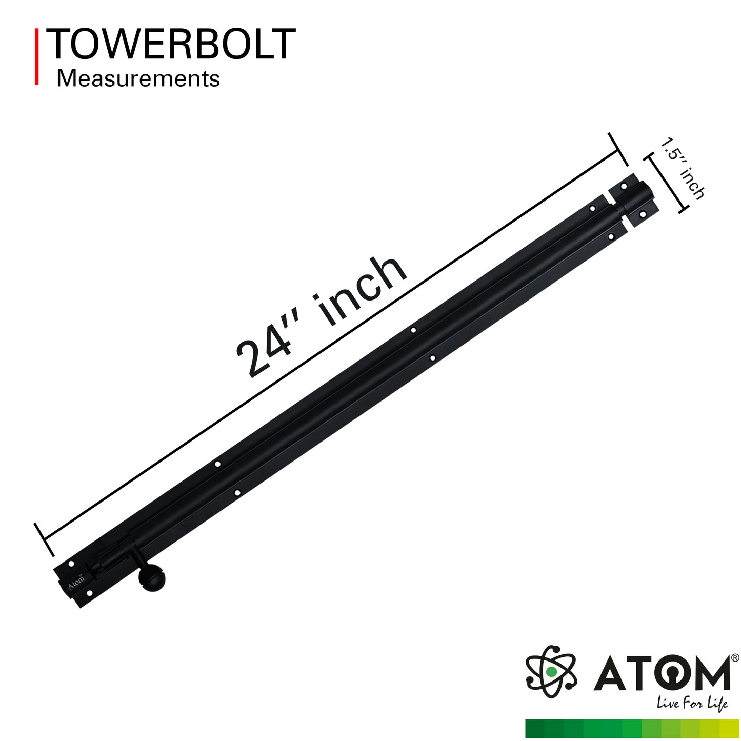 Aluminium Tower Bolt, Black Matt Finish (TB001)