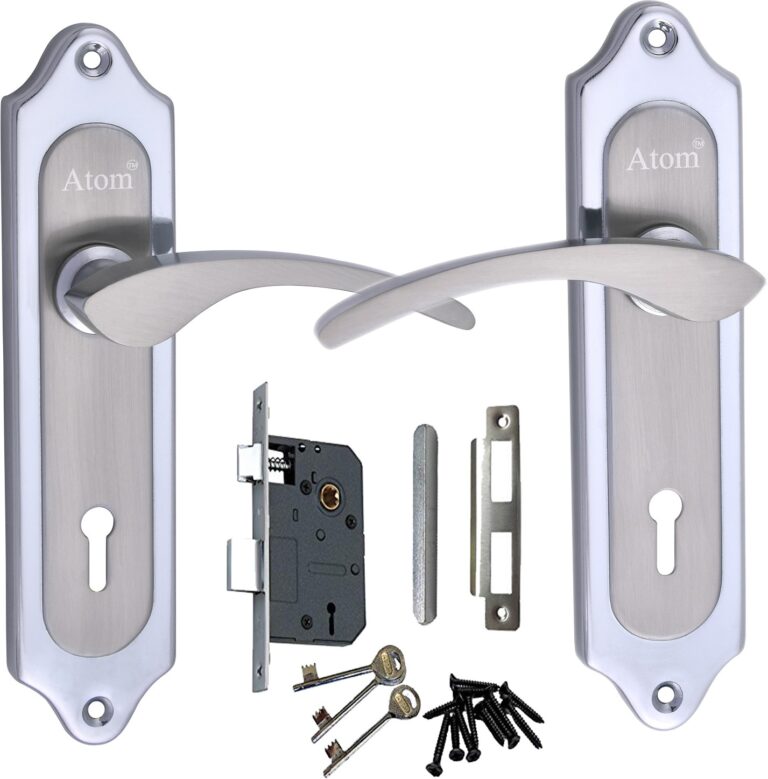 Iron Mortise Door Handle Set with Lock Body, Finish Black Silver, Brass Antique, Black Gold & CP Matt, (3 Keys) (6 Lever Double Stage) (7 Inch) (509-KY)