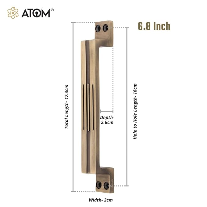 Aluminium Cabinet Handle, Finish Brass Antique, CH-LINE (6 Pack)