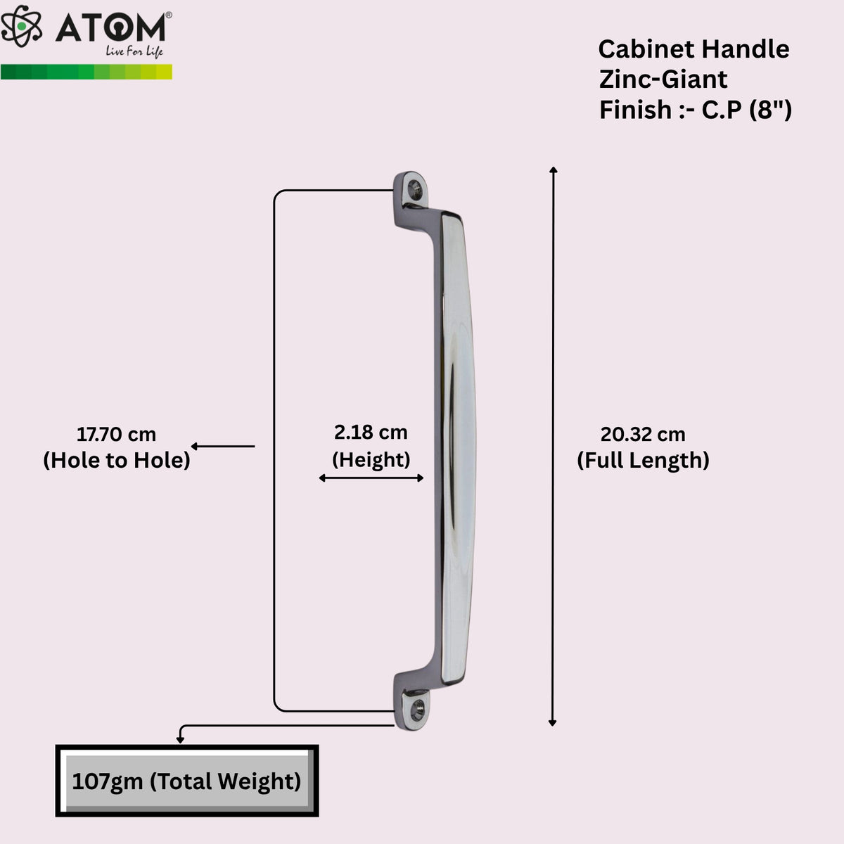Cabinet Handle CH-Giant CP | PVD Rose Gold & PVD Black Furniture Handle