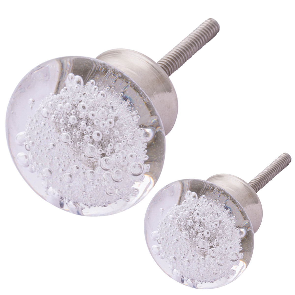 Glass Knob for Cabinet (2 Pack) (1.25 inches) (Clear, Small)