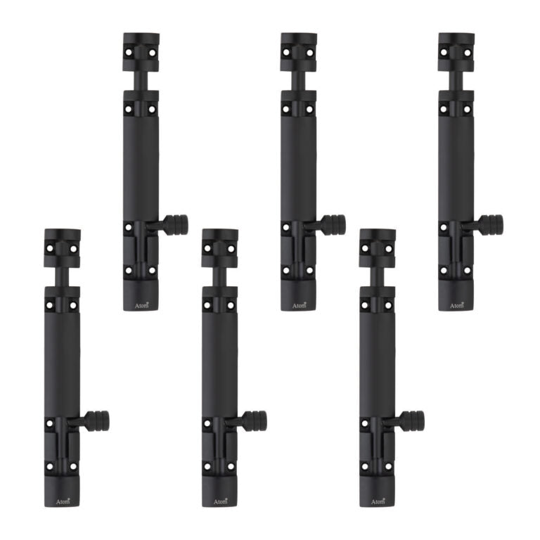 Aluminium Tower Bolt and Steel Rod, Brass Antique Finish, Black, Rose Gold & Silver Satin (Pack of 6) (TB002)