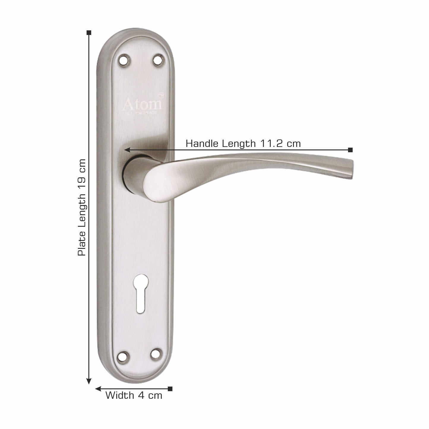 Mortise Door Handle Set with Lock Body, 3 Keys, Silver Satin Finish (7.5 inch) (Innova-Ky)