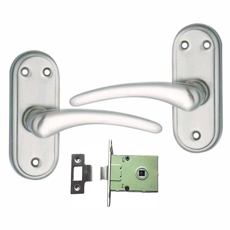 Stainless Steel Mortise Door Handle Set with Lock Body, Silver Satin Finish (BETA)