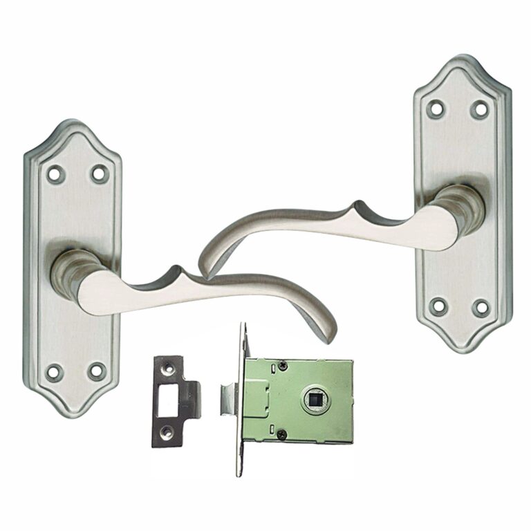 Stainless Steel Mortise Door Handle Set with Lock Body, Silver Satin Finish (Mercury)