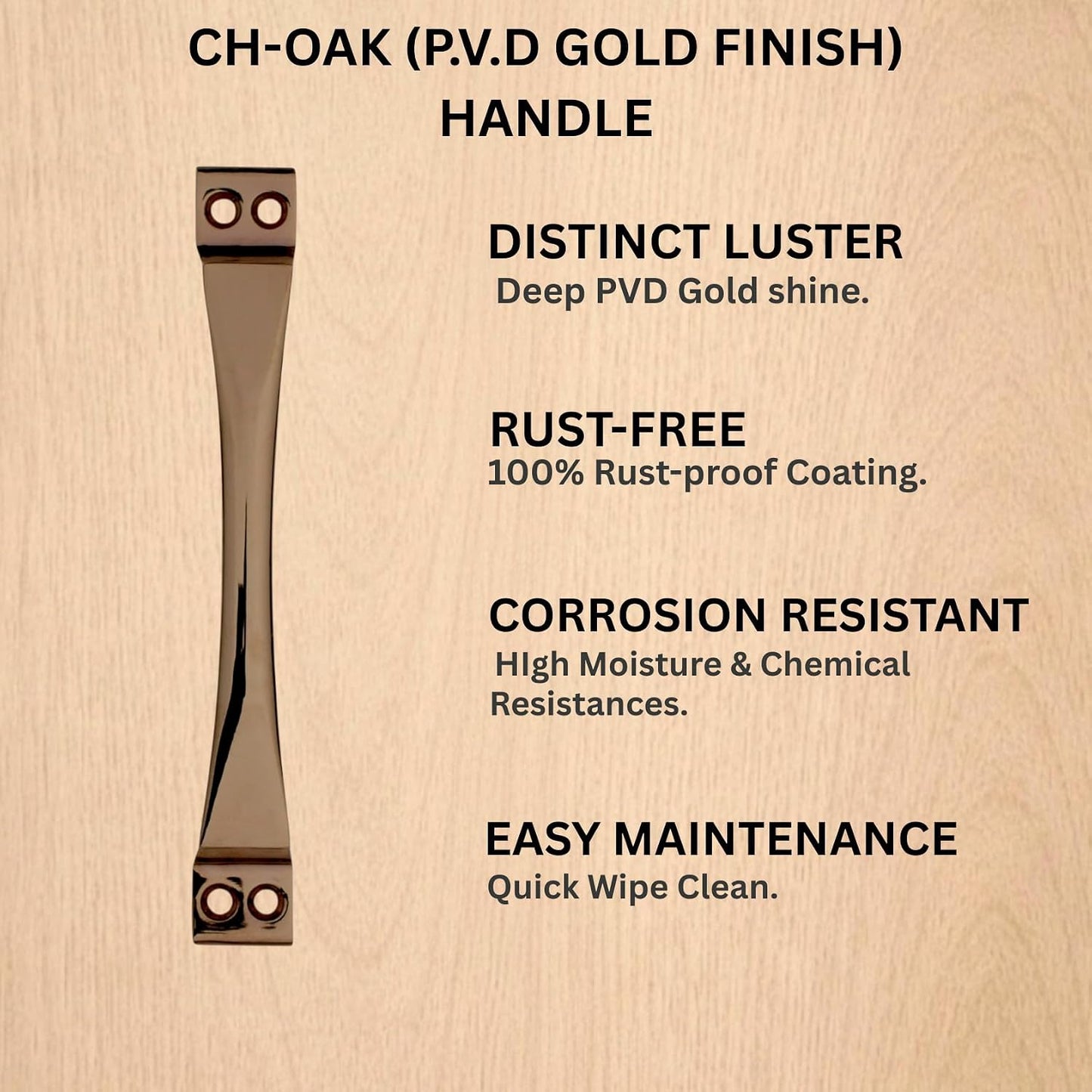 Cabinet Handle CH-OAK | CP, PVD Rose Gold & PVD Black Furniture Handle