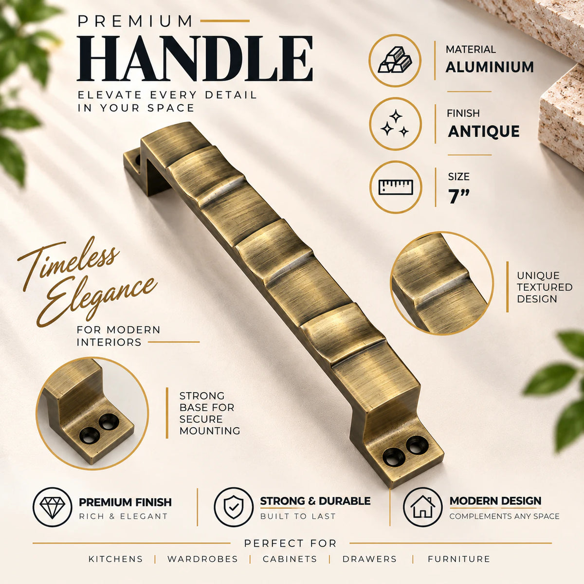 Cabinet Handle CH-JONNY Antique Finish 7 Inch | Designer Furniture Pull Handle