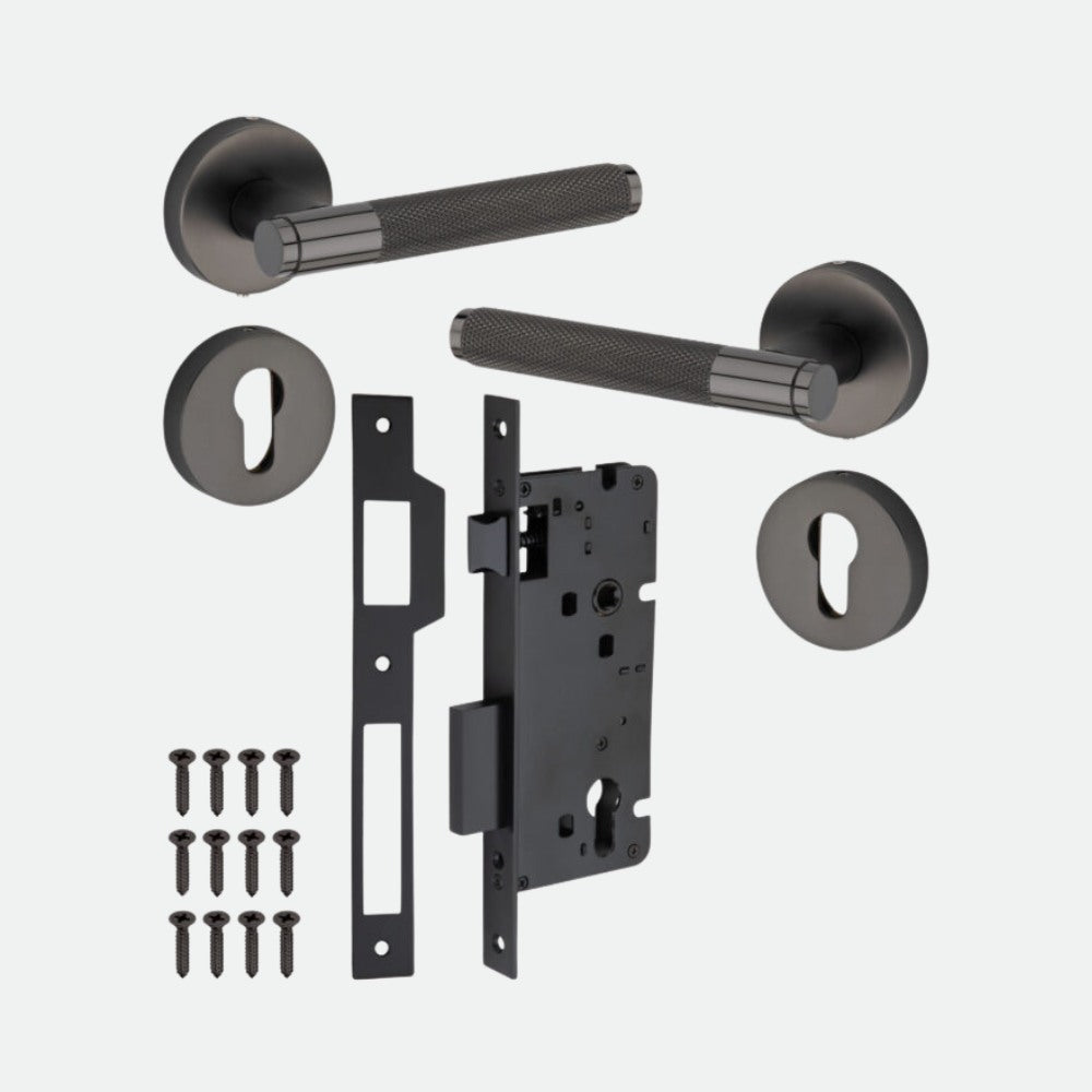 Heavy Duty Brass Mortise Door Lock, Black Finish (10 inch) (AKIRA-ROSE)
