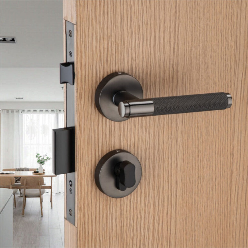Heavy Duty Brass Mortise Door Lock, Black Finish (10 inch) (AKIRA-ROSE)
