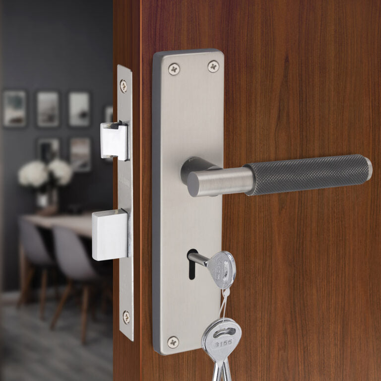 Heavy Duty Iron Mortise Door Lock, Black Silver Finish (8 inch) (MIA-DOT)