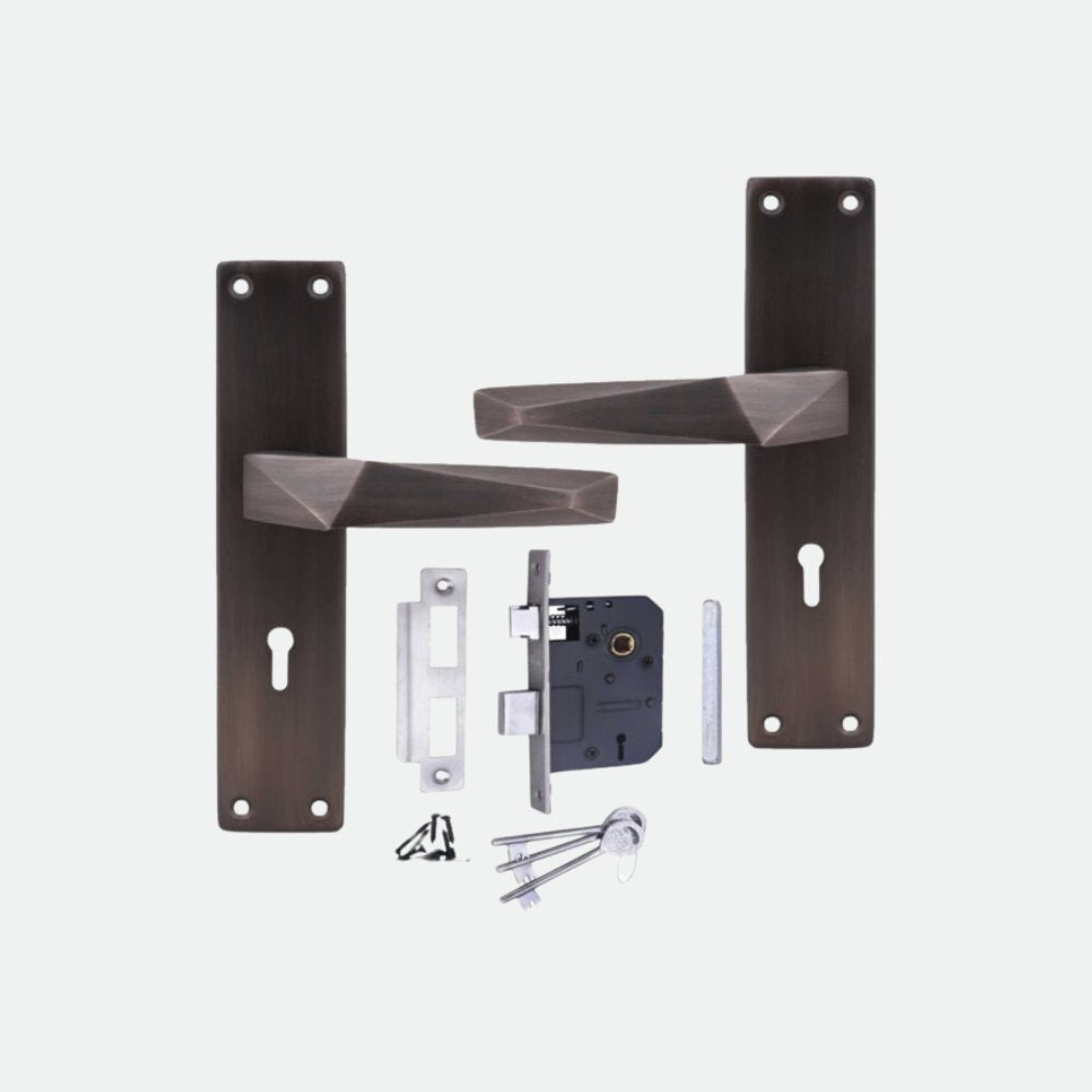 Heavy Duty Iron Mortise Door Lock for Bedroom Black Finish (8 inch) (WIH-806)