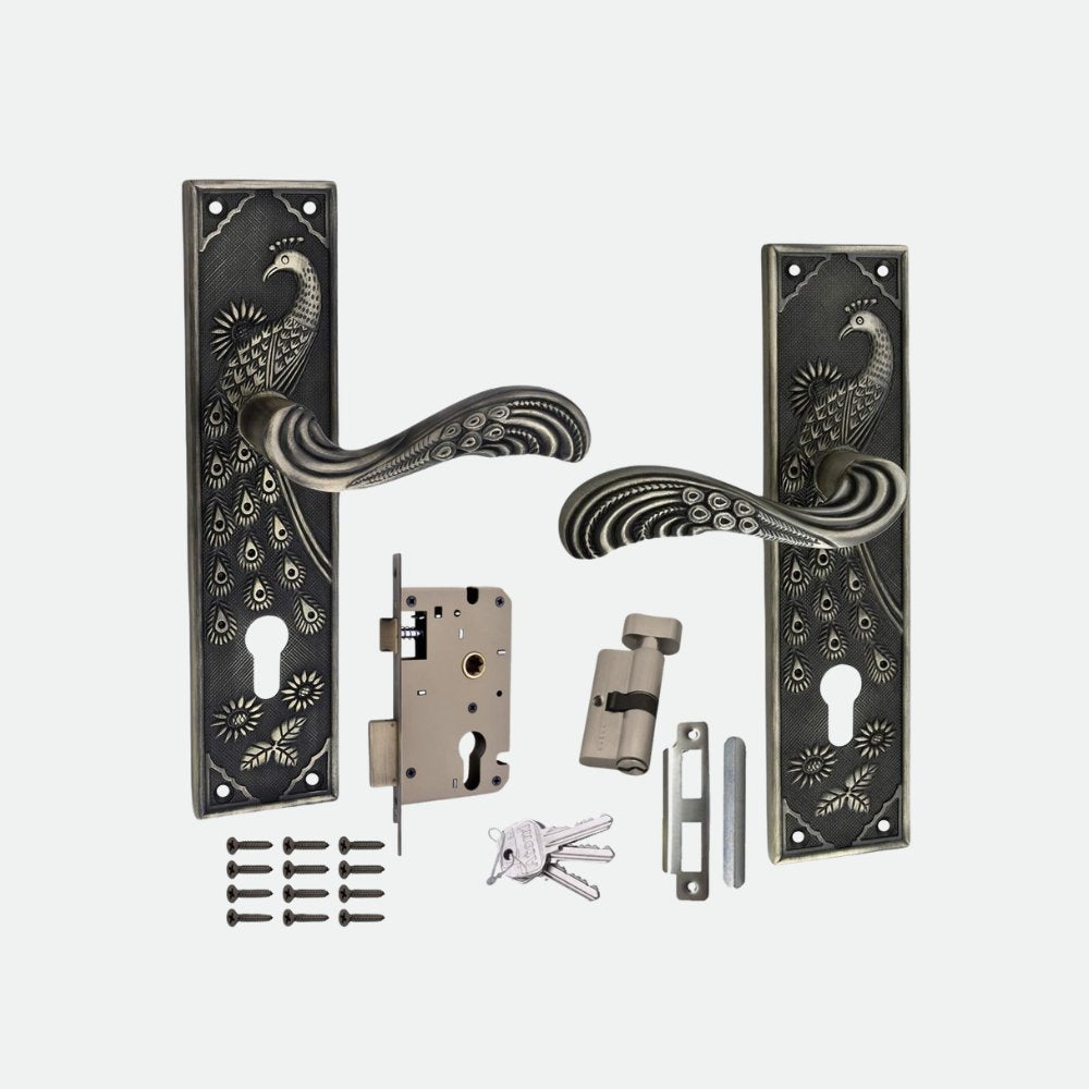 Heavy Duty Mortise Door Lock with One Sided Key for Bedroom, Brass Antique Finish (3 Keys) (MAYURCYOSK70)