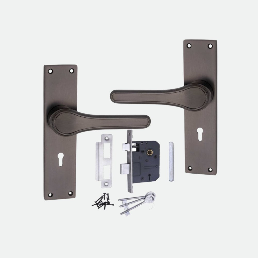 Heavy Duty Zinc Mortise Door Lock, Finish Black Matt (8 inch) (O-58)