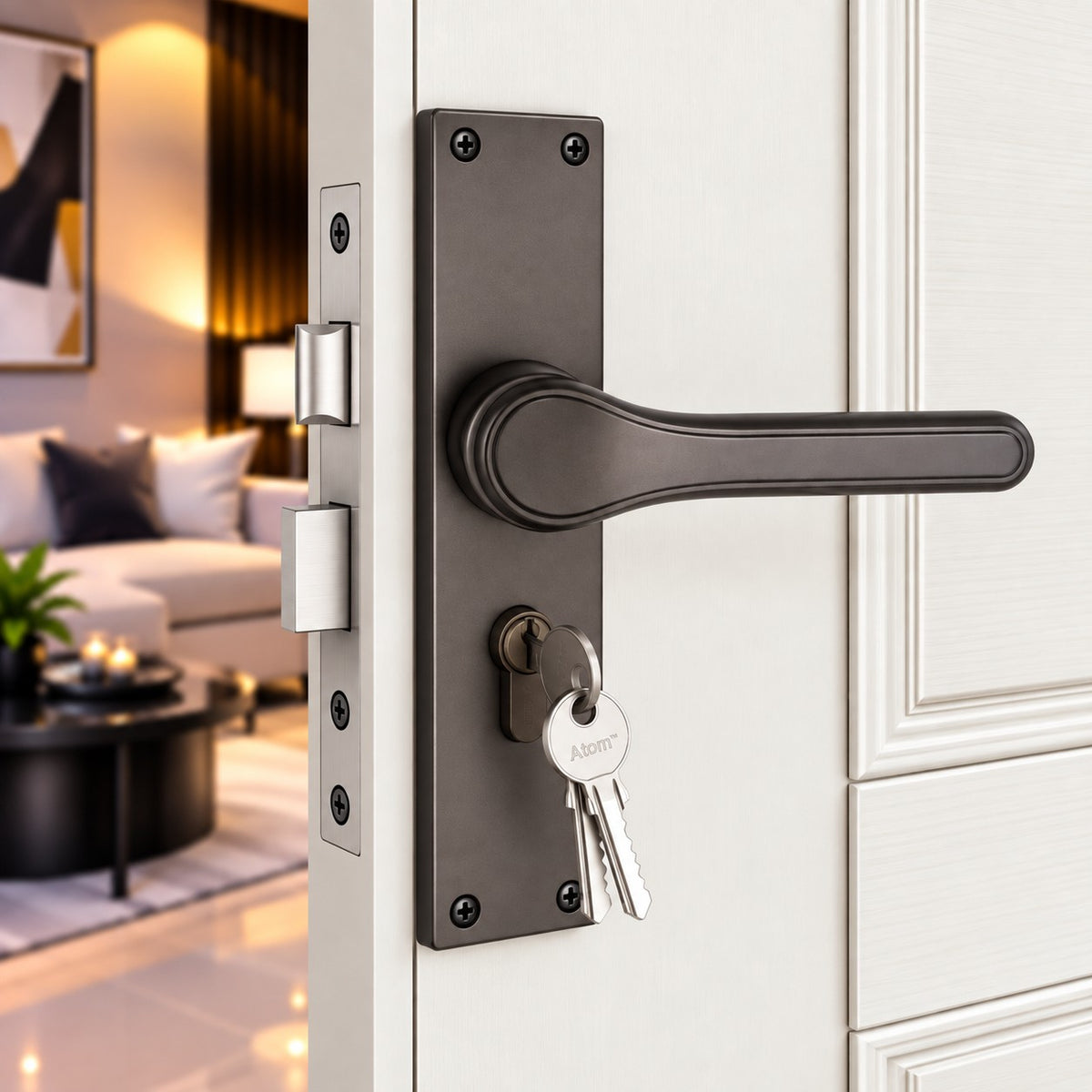 Heavy Duty Zinc Mortise Door Lock, Finish Black Matt (8 inch) (O-58)