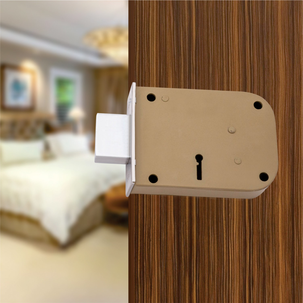 Brass & Iron Material Door lock, Silver Satin Finish, 2 Keys (WDL-1)