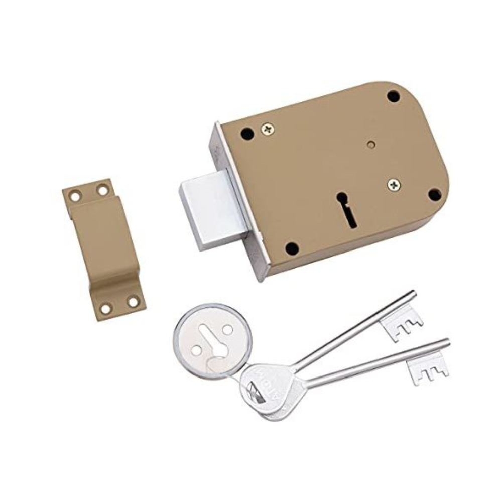 Brass & Iron Material Door lock, Silver Satin Finish, 2 Keys (WDL-1)
