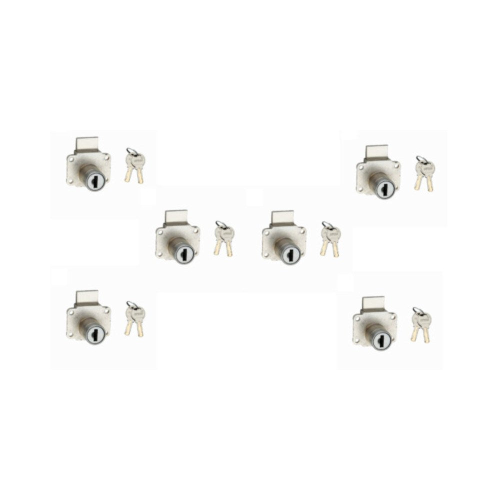 Multipurpose Lock, Stainless Steel and Brass lock, Steel Finish (Pack of 6) (2 Keys)