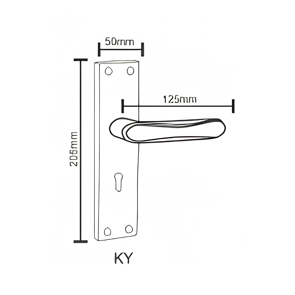 CP/SS Mortice Handle with Lock Plate KY 65mm (O-81)