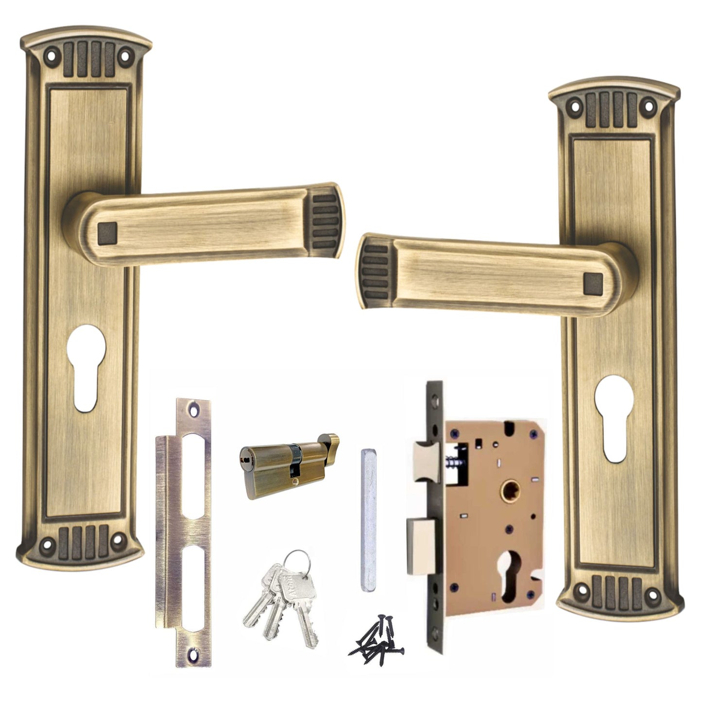 8 inch Heavy Duty Zinc Mortise Door Lock, Brass Antique Finish (O-40)