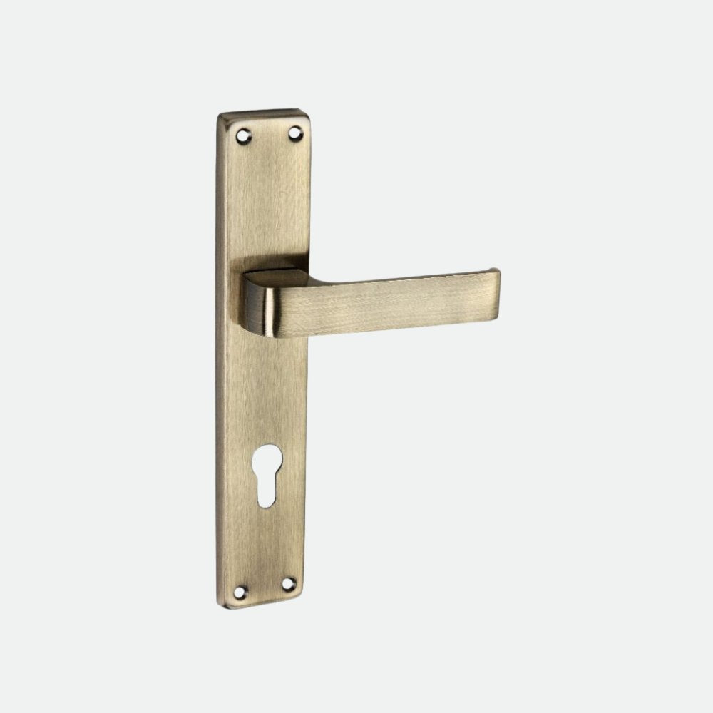 Iron Mortise Door Handle Set with Lock Body, Finish Brass Antique & CP Satin, (3 Keys) (10 Inch) (903-CY-OSK)
