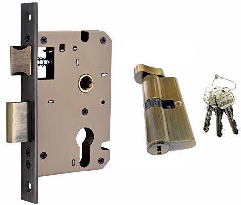 Atom 10 inch Heavy Duty Zinc Mortise Door Lock for Bedroom, Living Room, Main Door, Home door, Doors | Finish Brass Antique | Lockset for House Hotel Office O-49