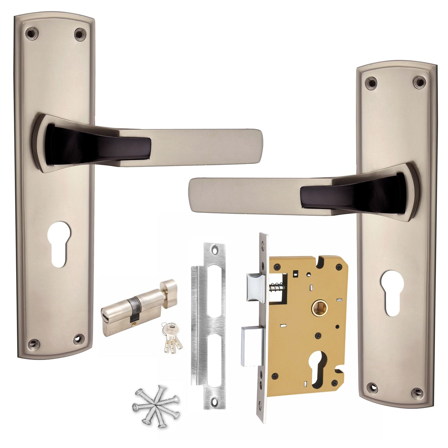 Atom 8.5 inch Heavy Duty Zinc Mortise Door Lock for Bedroom, Living Room, Main Door, Finish Satin Black | Lockset for House Hotel Office O-42