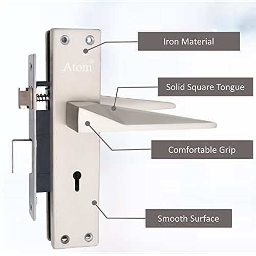 Iron Mortise Door Handle Set with Lock Body, Finish Brass Antique & CP Matt, (3 Keys), (6 Lever Double Stage Lockset) (8 Inch) (802-KY)