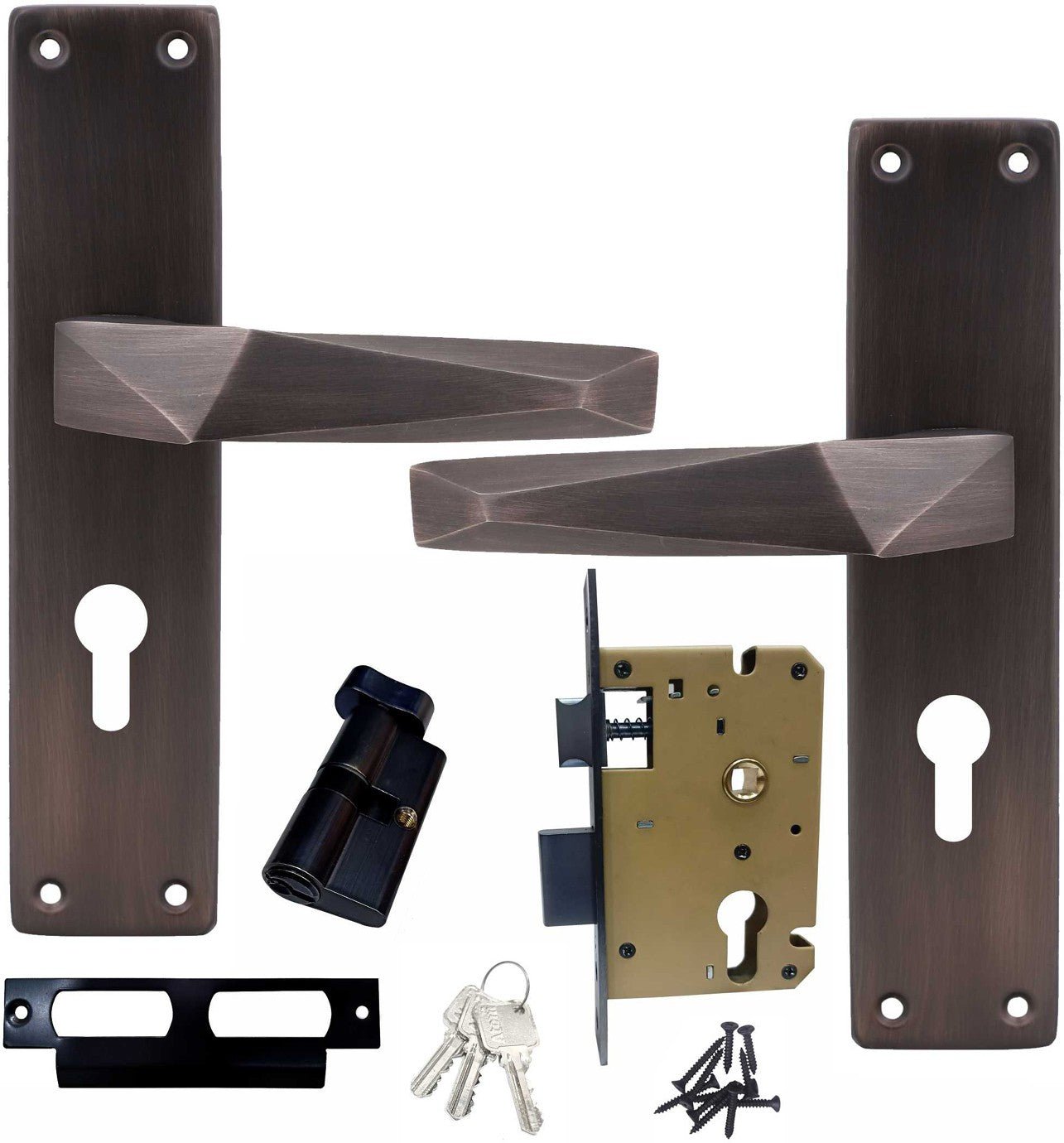 Heavy Duty Iron Mortise Door Lock for Bedroom Black Finish (8 inch) (WIH-806)