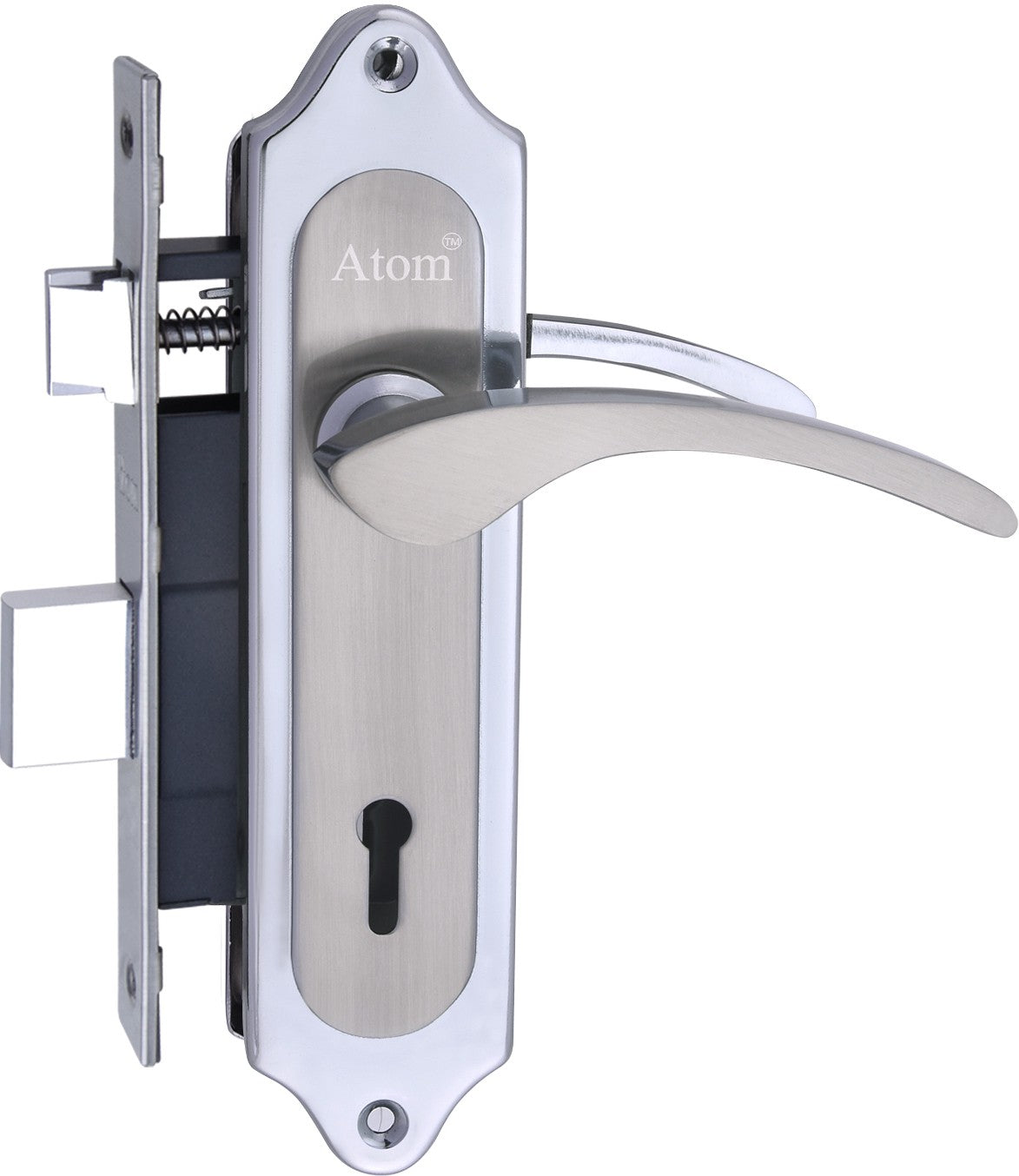Iron Mortise Door Handle Set with Lock Body, Finish Black Silver, Brass Antique, Black Gold & CP Matt, (3 Keys) (6 Lever Double Stage) (7 Inch) (509-KY)