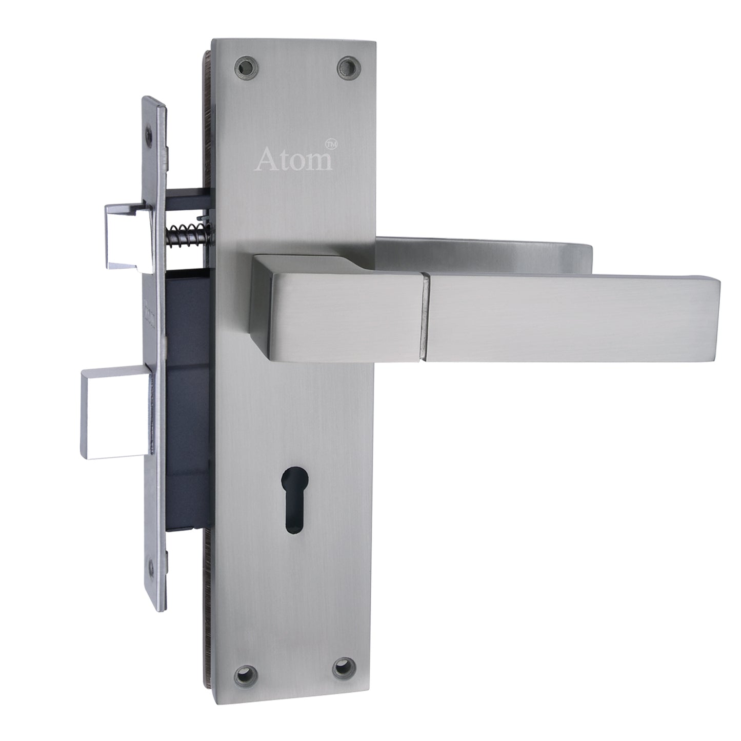 Iron Mortise Door Handle Set with Lock Body, Finish Black Silver & CPSS, (3 Keys) (6 Lever Double Stage Lockset) (8 Inch) (WIH-51-KY)