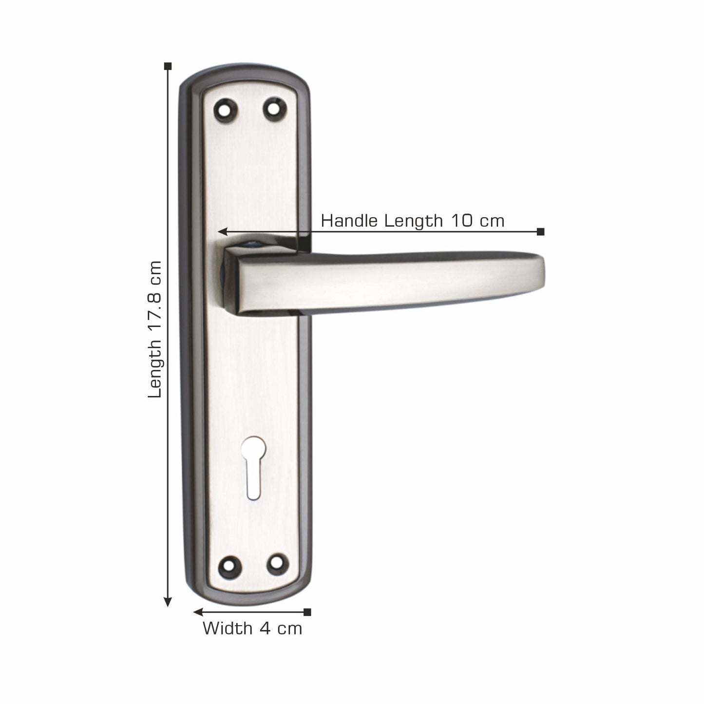 Iron Mortise Door Handle Set with Lock Body, Finish Black Silver, (3 Keys) (6 Lever Double Stage Lockset) (7 Inch) (703-KY)