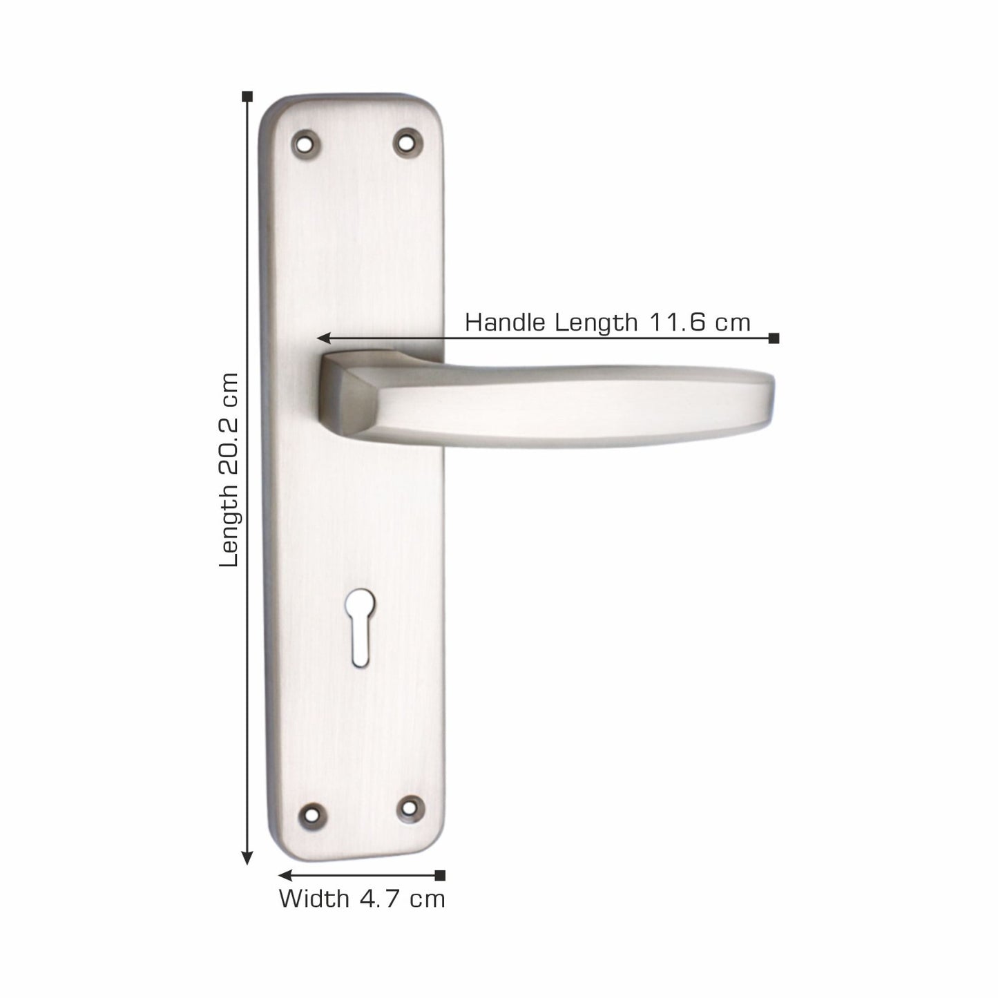 Iron Mortise Door Handle Set with Lock Body, Finish CP Matt, (3 Keys) (6 Lever Double Stage Lockset) (8 Inch) (801-KY)