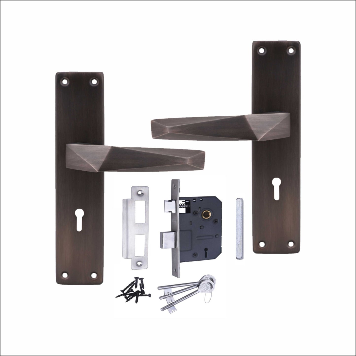 Heavy Duty Iron Mortise Door Lock for Bedroom Black Finish (8 inch) (WIH-806)