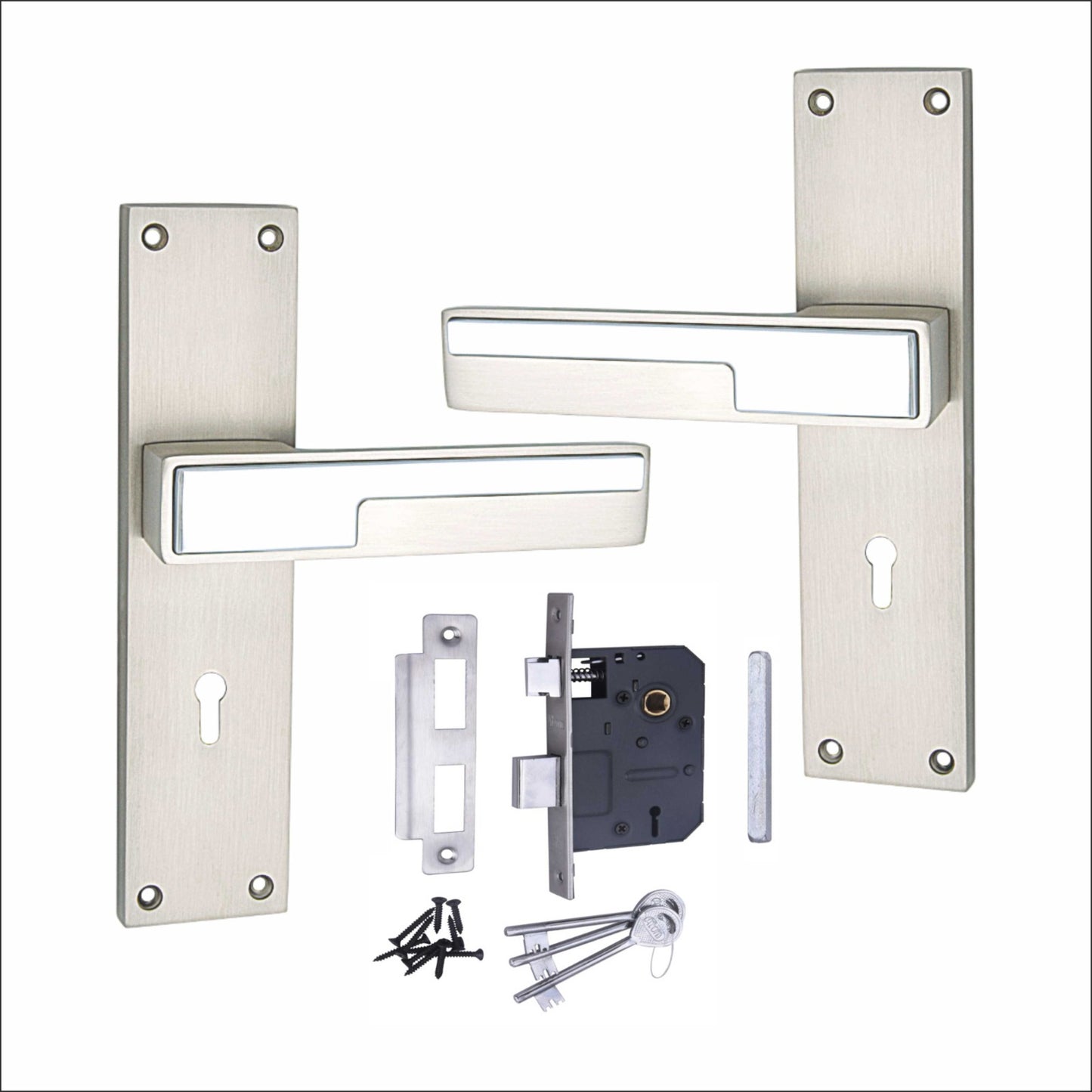 Heavy Duty Zinc Mortise Door Lock, Finish Silver Satin (8 inch) (Office O-47)